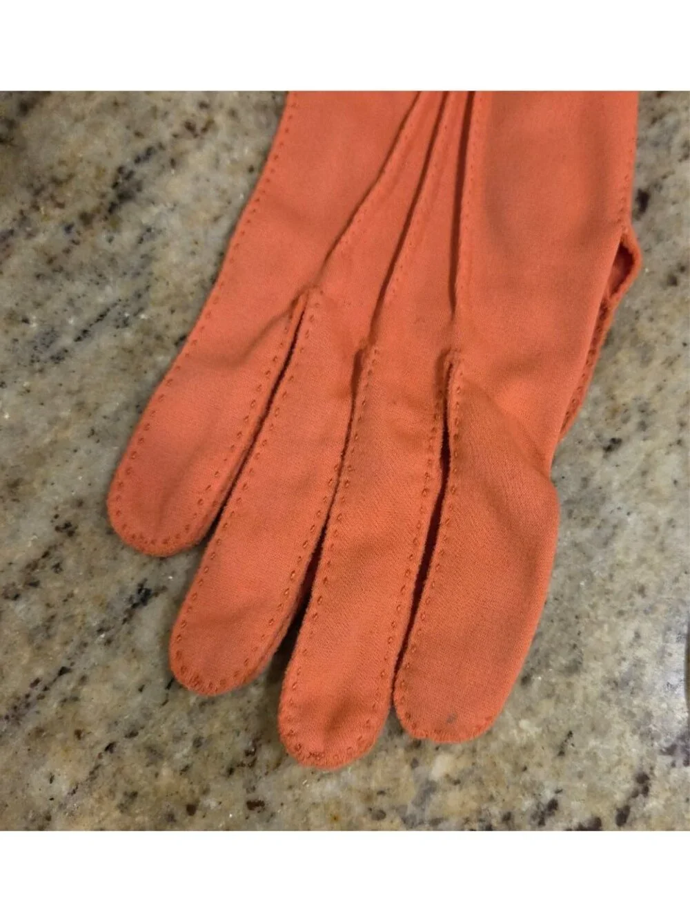 Vintage Womens Size XL XXL Pumpkin Orange Formal Stretch Nylon Gloves